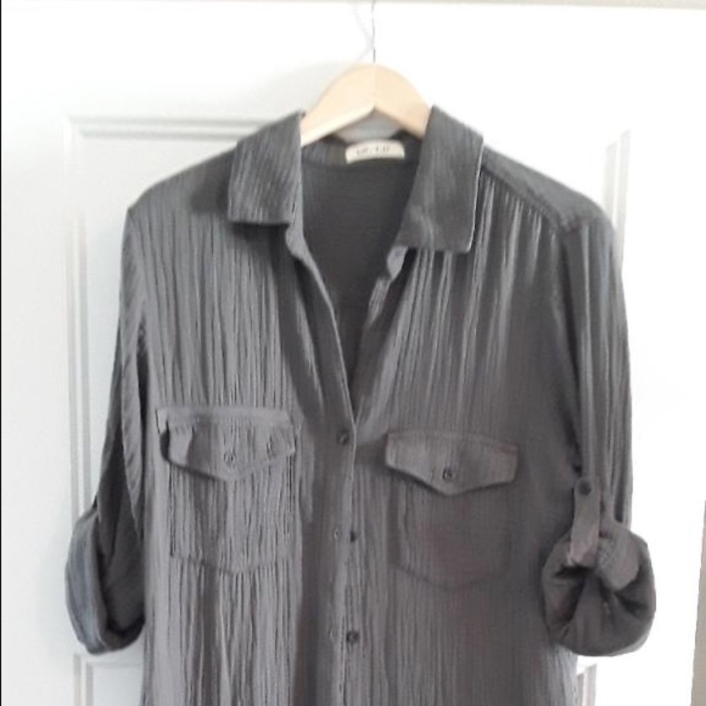 Ribbed frayed shirt dress